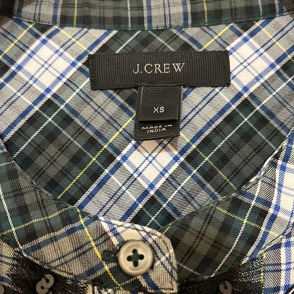 J. Crew Plaid Button Down/Tunic with Black Beading/Embellishments - Picture 8 of 9